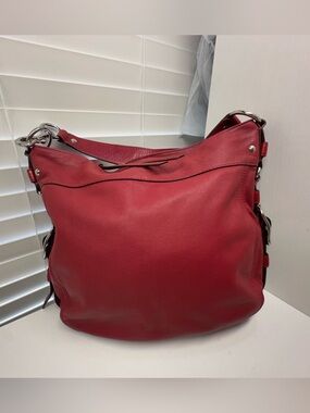 Coach Large Zoe Red Leather Hobo Shoulder Bag
